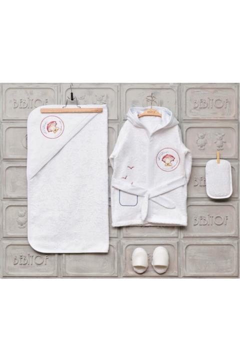 Bebitof Pamuk Kırmızı Şemsiyeli Bornoz Seti