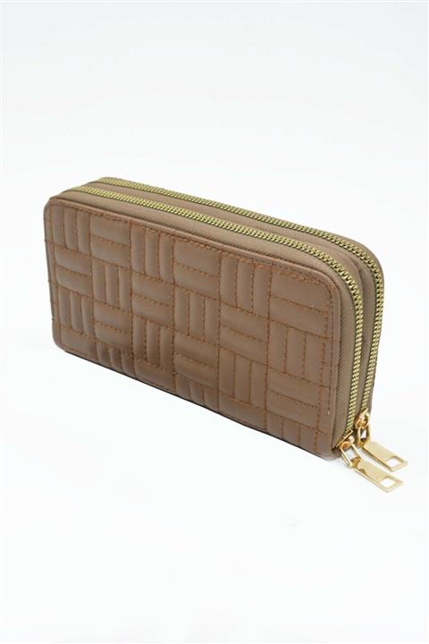 Paul Brand Kadın Vizon Capitone Dikiş Detaylı Çift Fermuarlı Büyük Boy Kalıplı Kutu Cüzdan Hs1986