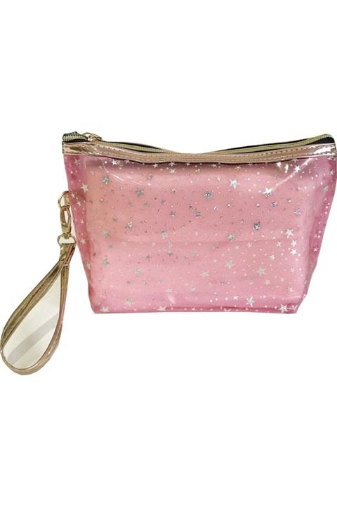 piraye bijuteri hediyelik eşya Yıldız Model Makyaj Çantası Pembe