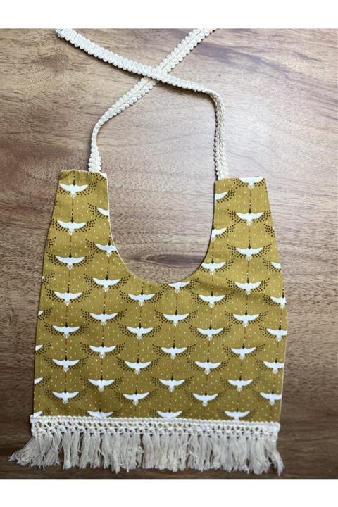 trendrio Sarı Kuş Desenli Mama Önlüğü