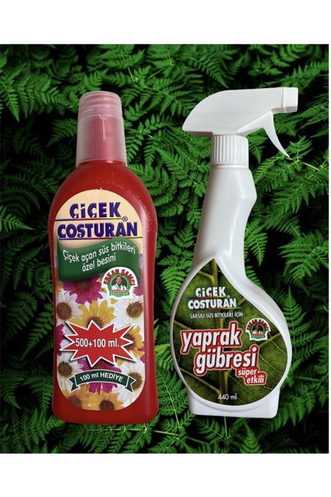 ÇİÇEK COŞTURAN Çiçek Açan Süs Bitkileri Için Özel Bitki Besini 600 Ml + Yaprak Gübresi Süper Etkili Sprey 440 Ml