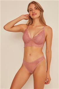 C&City Kadın Gül Kurusu  Kaplı Bralet Sütyen String Takım 7103