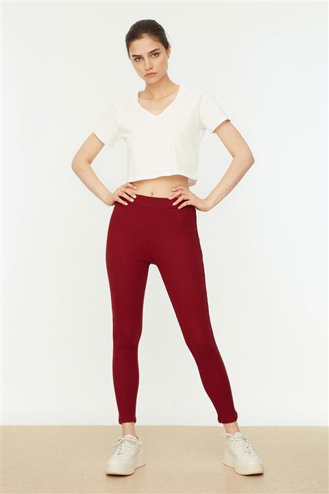 TRENDYOLMİLLA Bordo Fitted Örme Tayt TWOAW22TA0077