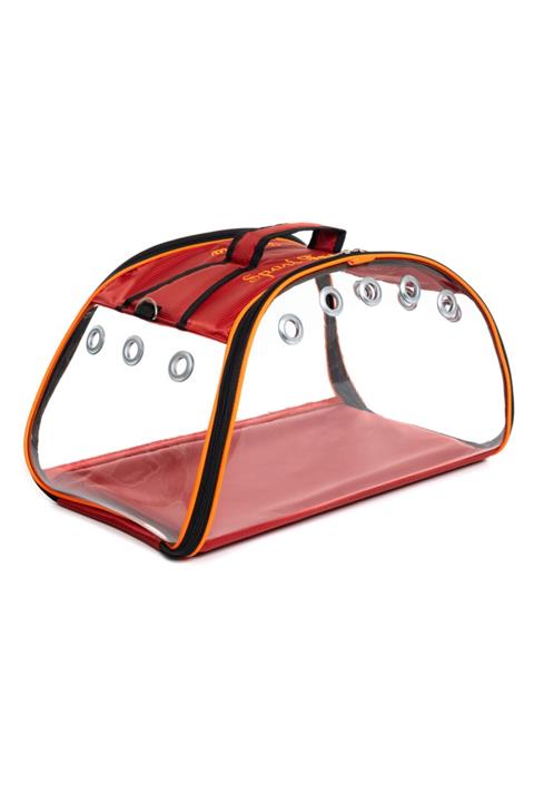 BEBEBEBEK Şeffaf Ufo Modeli Kedi Taşıma Çantası Kırmızı
