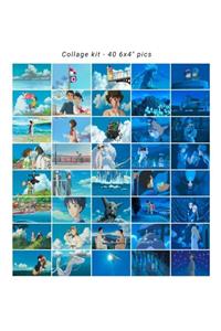 BEXDORE Studio Ghibli Blue Kolaj Seti – Poster Seti 40 Adet – 10×15 Cm – Kuşe Kağıt 350 Gr.