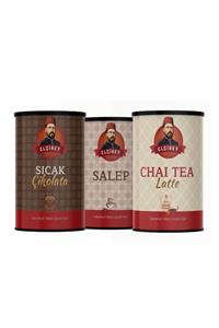 Elçibey Salep Sıcak Çikolata Chai Tea Latte 400 gr x 3 Teneke Kutu