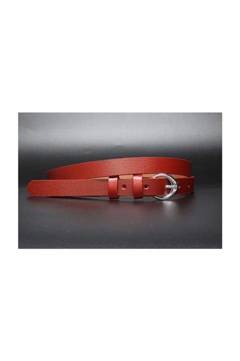 Livize Hakiki Deri Kırmızı Kadın Kemeri 2cm