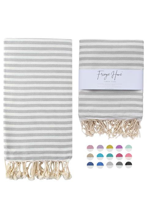 Fringe Home Çizgili Peştemal Açık Gri