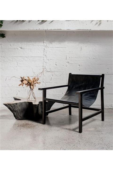 sohomanje Gerçek Deri Ahşap Berjer Koltuk