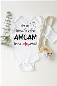 Happy Onesie Co Unisex Bebek Beyaz Amcam Bana Doyamaz Çıtçıtlı Body