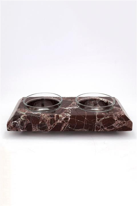 Marmosium Store Doubowl - Cam Kaseli Çiftli Mama Kabı