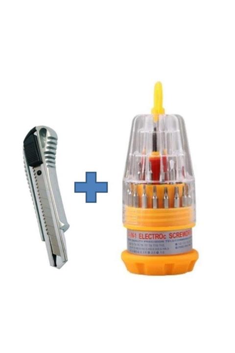 REİVA 31 Parça Mini Tornavida Seti + Metal Maket Bıçağı Alüminyum Set