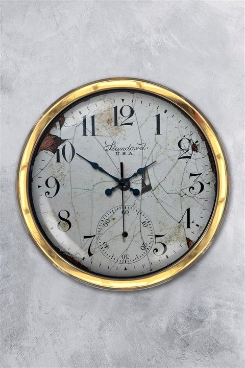 Platin Saat 40 Cm Gold Metal Eskitme Duvar Saati