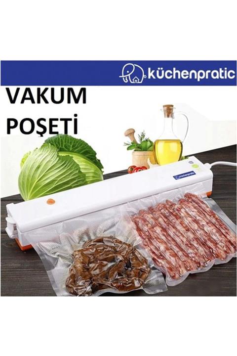 Küchen Pratic Vakum Makinelerine Uyumlu Tırtıklı (gofrajlı) Vakum Poşeti 20x26cm 50 Adet