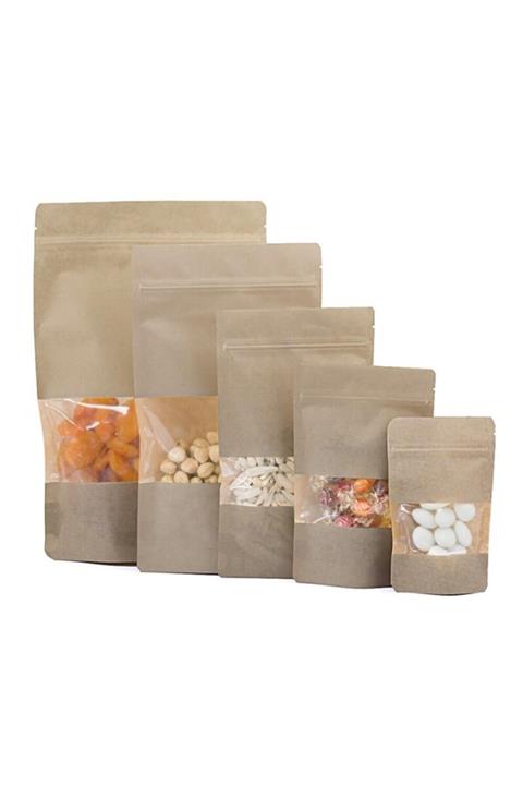 POŞET Pencereli Kraft Doypack 8.5x14.5 Cm - 100 Adet