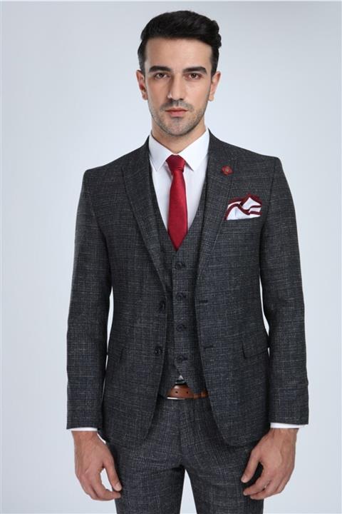 Suitmen Erkek Lacivert Cool Yelekli Takım