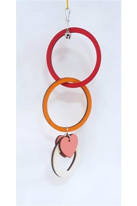 Ahşap Pusula Ahşap Kuş Oyuncağı Kalpli Çanlı 16cm