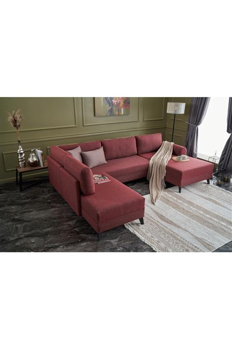 Evdebiz Belen Yataklı Köşe Koltuk Bordo