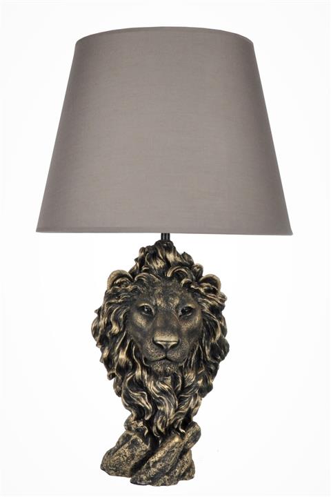 Qdec Gold Antrasit Modern Dizayn Büyük Aslan Abajur