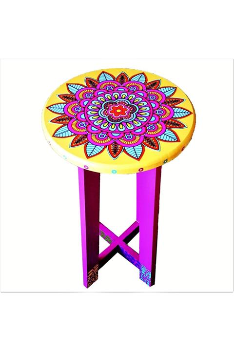 Ayshe Home Mor Ahşap Tasarım Tabure