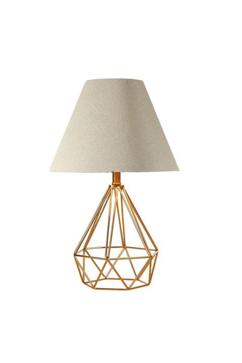 Merve Abajur Aydınlatma Merve Abajur Gold Konik Krem Diamond Abajur