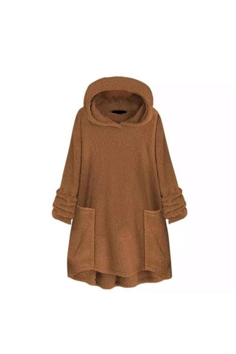 JANES Cepli Kapüşonlu Polar Peluş Tunik