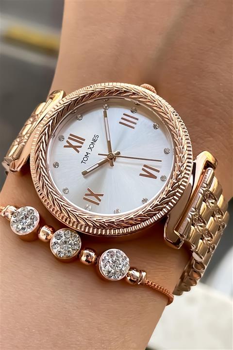 Tom Jones Rose Gold Çelik Kordon Kadın Kol Saati+ Bileklik