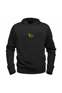 Alfa Tshirt Animal Kaplumbağa Dijital Baskılı Siyah Sweatshirt