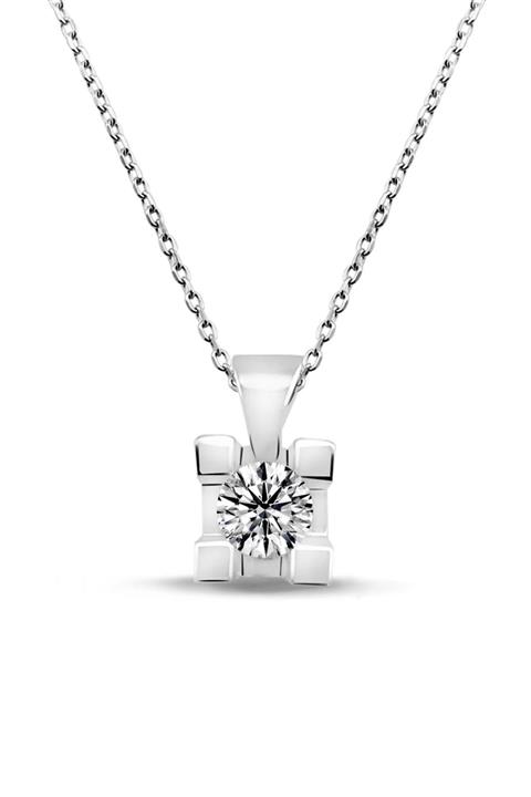 Amor Pırlanta Kadın Amor 0.25 Karat Tektaş Pırlanta Kolye F-sı 14k