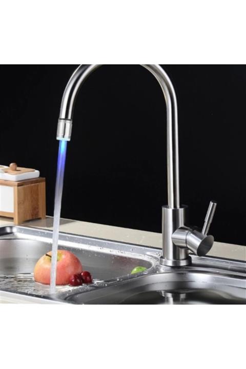 Aydınlı Led Işıklı Gece Lambası Musluk Başlığı Mavi