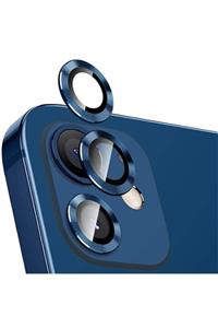 Ally Mobile Mavi Iphone 12 3d Metal Çerçeveli Kamera Lens Koruyucu Uyumlu