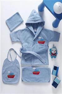 Baby Class %100 Pamuklu 5 Parça Bebek Bornoz Seti