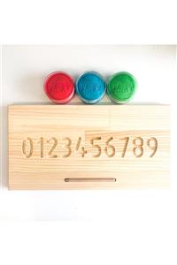 MammacomicaDough Sayılar Harf Ahşap Tabla Seti 3 - 130 Oyun Hamuru