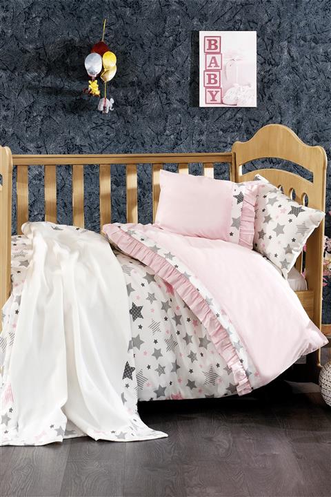 Minelya Home Collection 5 Parça Polar Battaniyeli Pamuk Venüs Pembe Bebek Nevresim Takımı