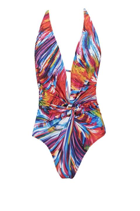 DeFacto Kadın Turuncu V Yaka Renkli Mayo V6204AZ21SM