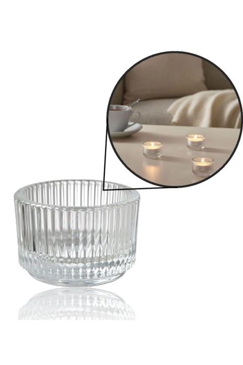 IKEA Finsmak Fener Mumluk Saydam Cam 3 Lü