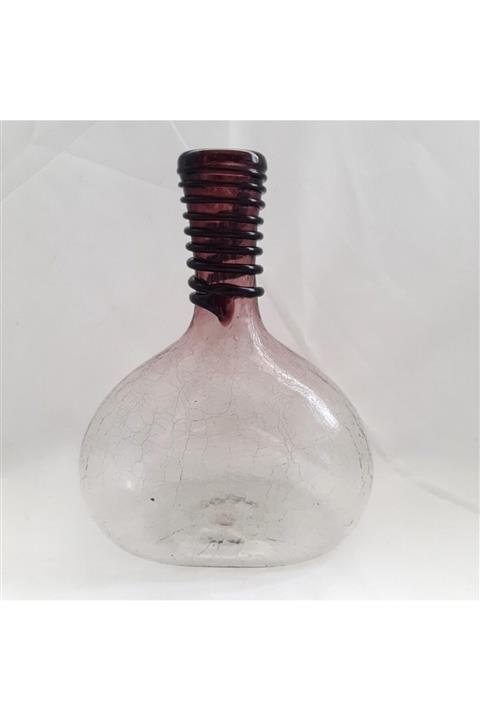 BLENKO Amerikan Handcraft Crackle Glass Spıral Ağızlı Cam Karaf