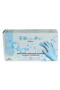 HasPet Pudrasız Mavi Nitril Eldiven Büyük Boy (l) 100 Lü Paket