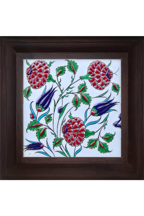 Armada Çini 20x20 Cm Ed 312 Üç Karanfil Iznik Kütahya Çini Pano