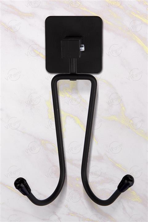 METROPOLAVM Duvar Askısı Ikili Havluluk Askı Siyah Yapışkanlı Paslanmaz Metal