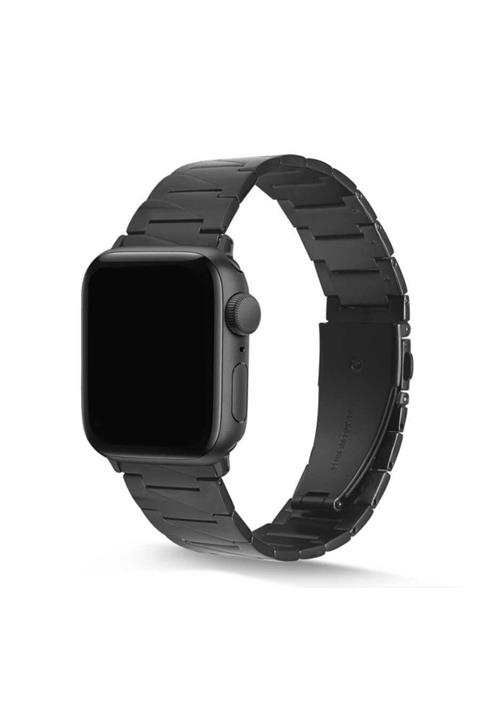 Apple Watch 40 Mm Krd48 Metal Prizma Desen Kordon Kayış Siyah + Popsocket