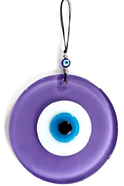 Mixperi Lila Rengi Nazar Boncuklu El Yapımı Opak Cam Duvar Süsü