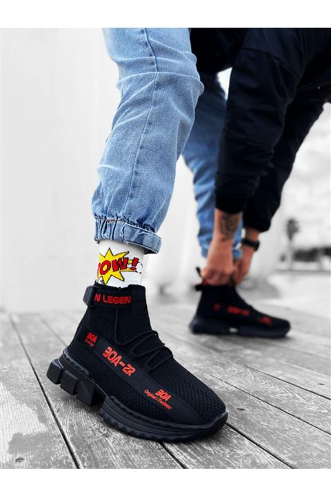 BOA Erkek Zr-x700 Tarz Siyah Kırmızı Renk Spor Ayakkabı