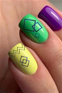 Artikel Lacivert Etnik Çizgiler Metalik Tırnak Sticker, Nail Sticker, Nail Art