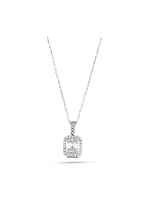 İBER DIAMOND F Renk Sı 0.32 Karat Pırlanta Taşlı Baget Kolye