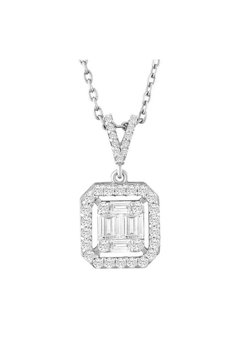 Barok Diamond Baget Pırlanta Kolye 0.37 Ct. F Vs 14k
