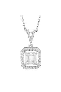 Barok Diamond Baget Pırlanta Kolye 0.37 Ct. F Vs 14k