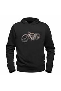 Alfa Tshirt Motorcycle Rider Tasarımlı Baskılı Siyah Sweatshirt