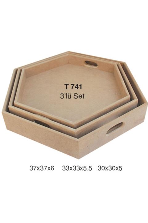 Angel Of Life T741 3lü Altıgen Tepsi, Hobi Ahşap Boyama Mdf Tepsi