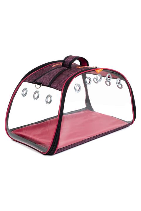 BEBEBEBEK Şeffaf Ufo Modeli Kedi Taşıma Çantası Pembe